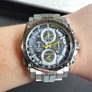 Bulova Icon Precisionist Black Dial Stainless Steel Mens Watch 96B175